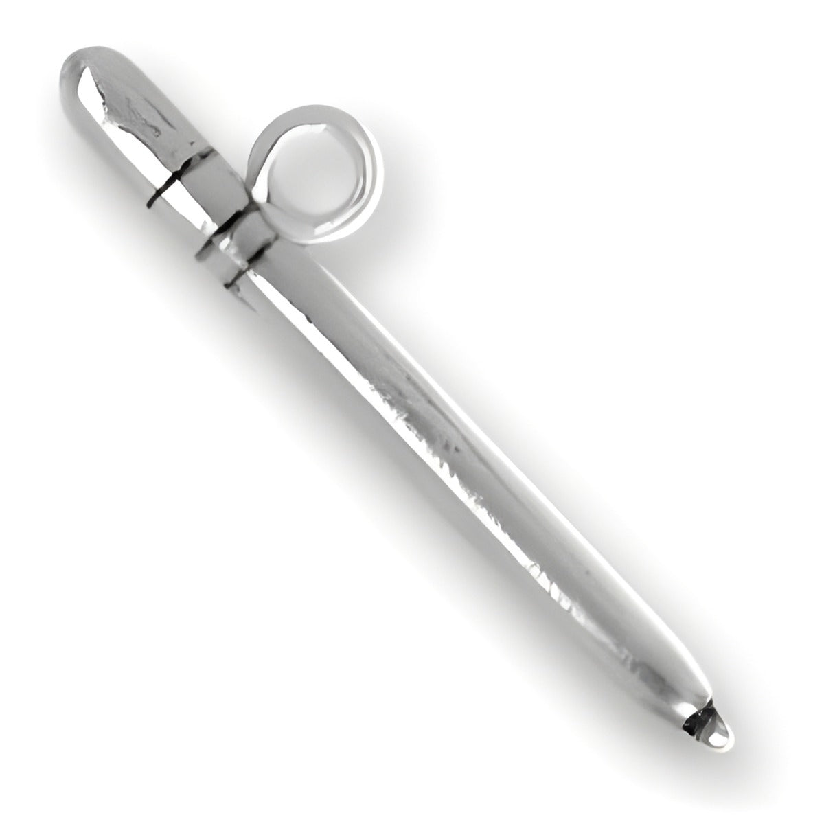 Charm Factory Pencil Charm made of silver-tone metal, designed to resemble a classic pencil with a loop for attachment.
