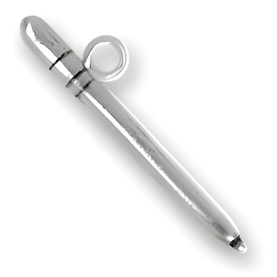 Charm Factory Pencil Charm made of silver-tone metal, designed to resemble a classic pencil with a loop for attachment.