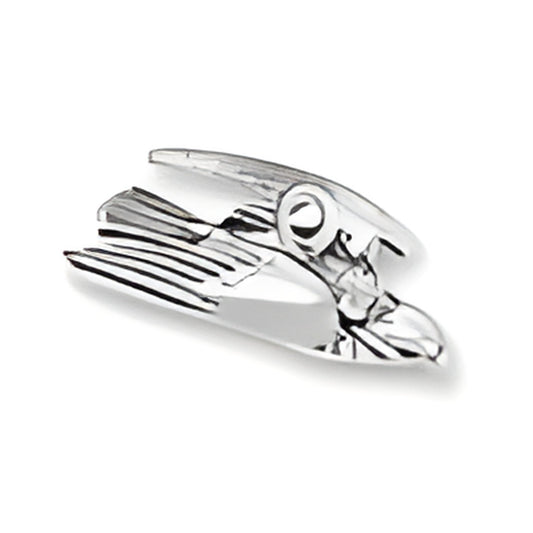 Peregrine Falcon Charm made of sterling silver, featuring detailed wings and beak design.