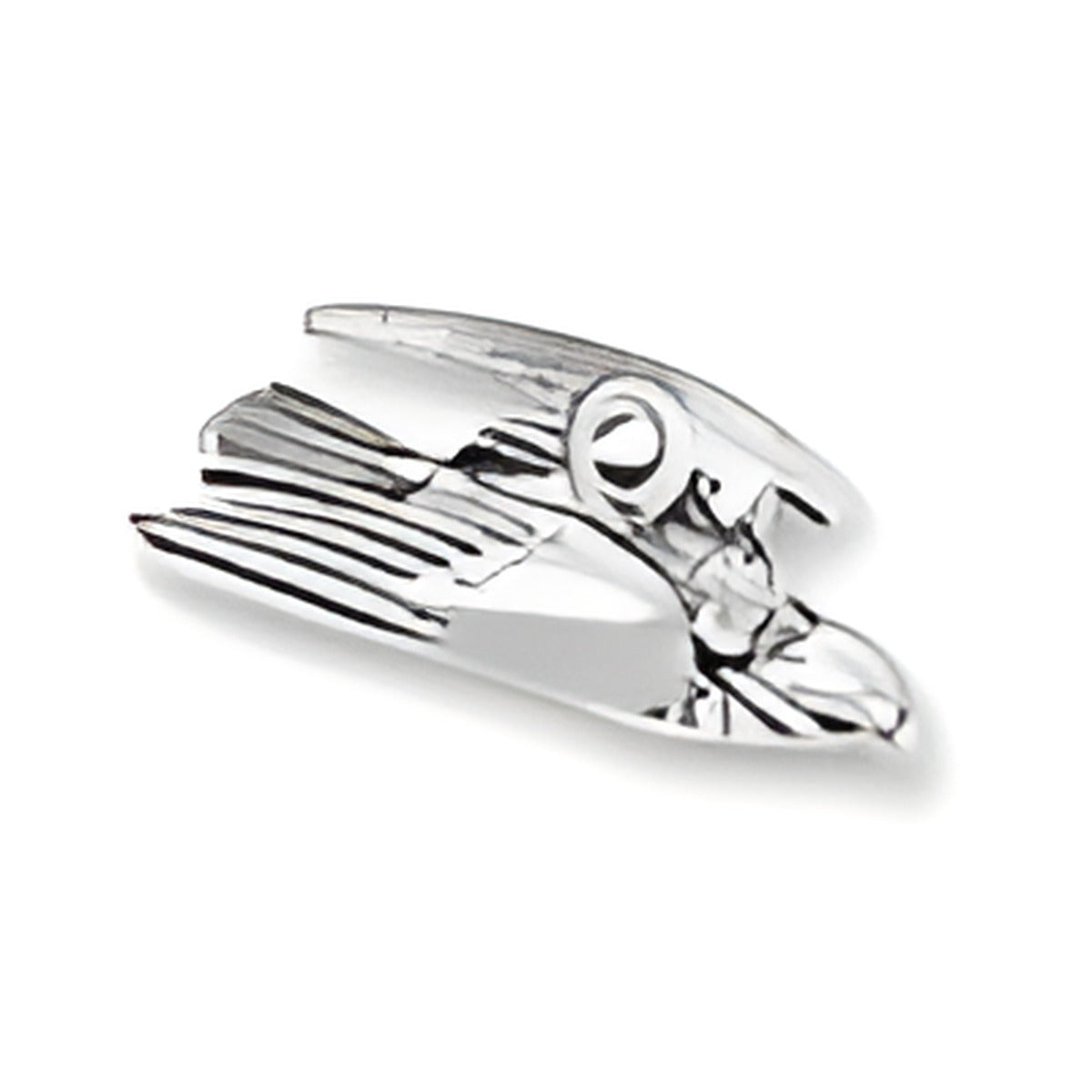 Peregrine Falcon Charm — alternate view of made of sterling silver, featuring detailed wings and beak design.