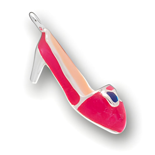 Pink Enamel High Heel Shoe Charm by Charm Factory, featuring a glossy finish and vibrant colors.