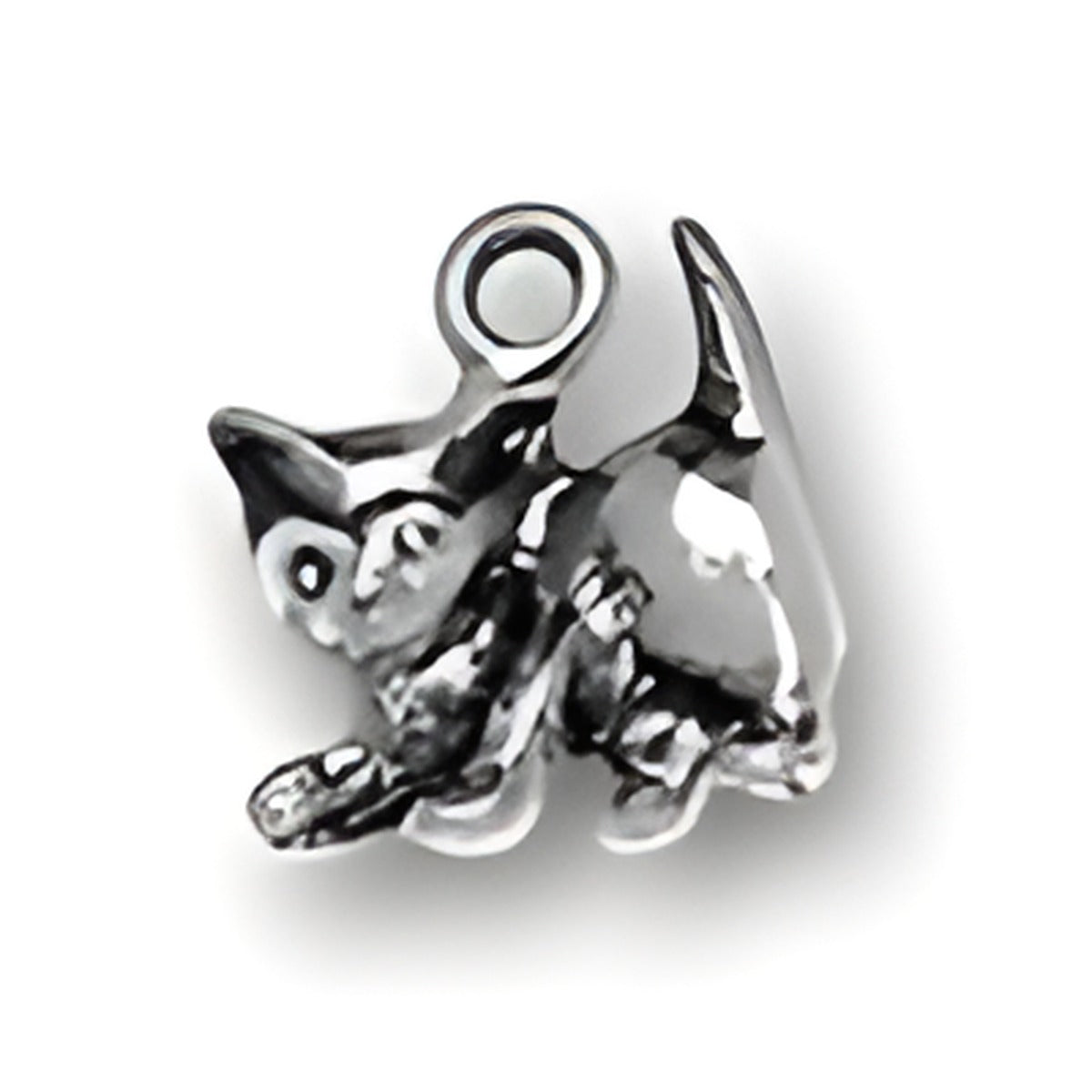 Playful Kitten Charm by Charm Factory, made of silver-tone metal, featuring a detailed kitten design.