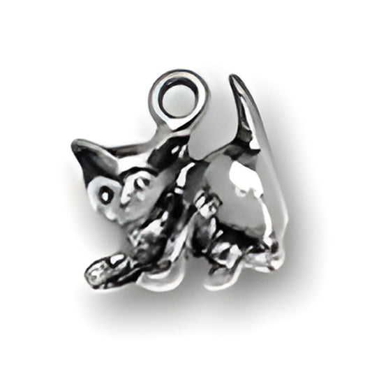 Playful Kitten Charm by Charm Factory, made of silver-tone metal, featuring a detailed kitten design.