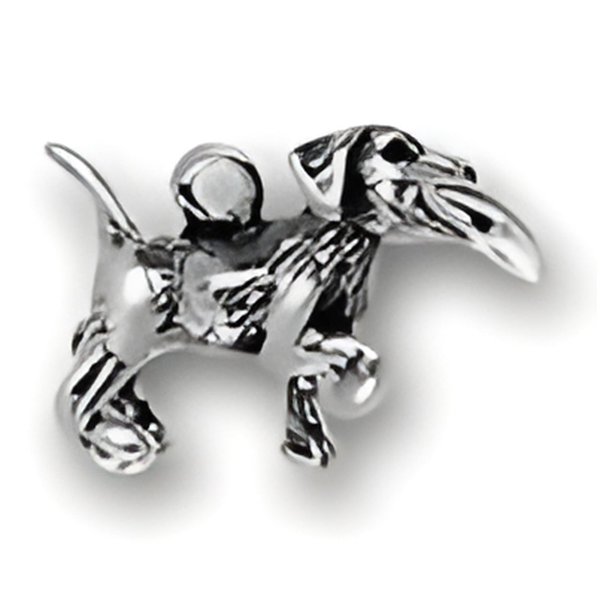 Charm Factory Puppy with Paper Charm, crafted from sterling silver, depicting a playful puppy in motion.