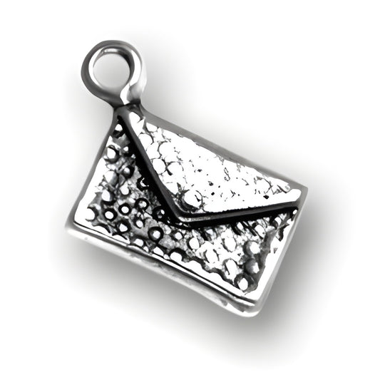 Charm Factory Purse Charm, made of silver-tone metal, features a textured envelope design with a loop for attachment.