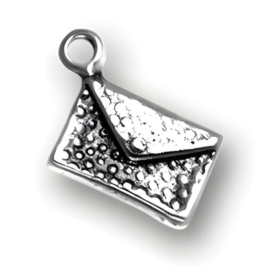 Charm Factory Purse Charm, made of silver-tone metal, features a textured envelope design with a loop for attachment.