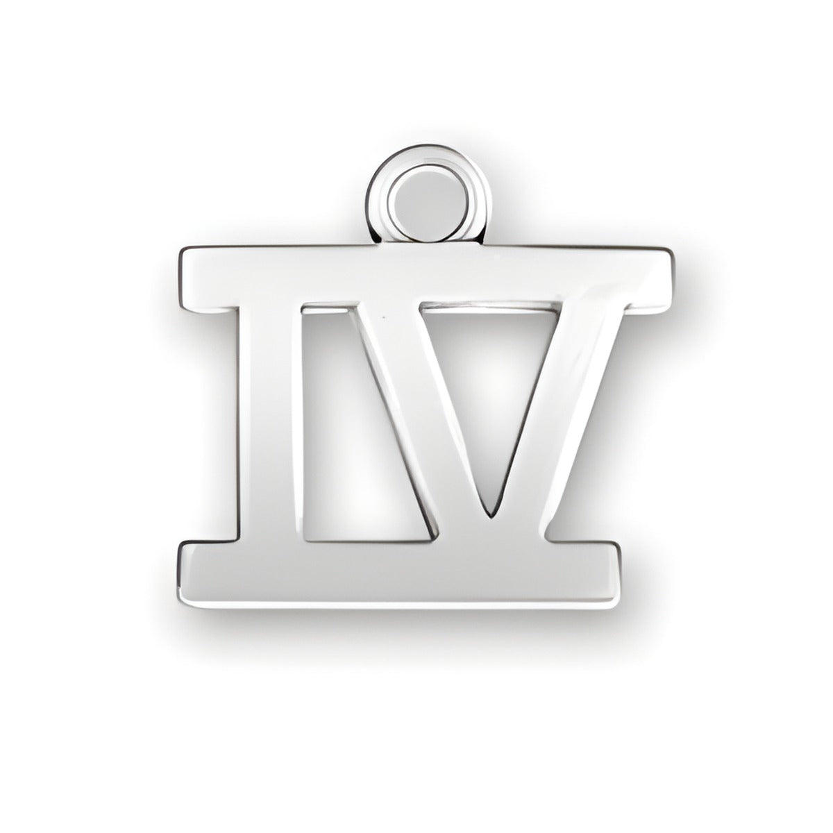Charm Factory Roman Numeral IV Charm, crafted from polished silver, featuring a bold, modern design.