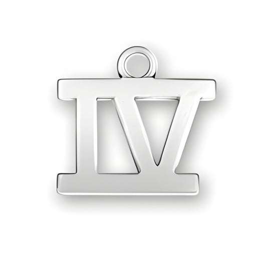 Charm Factory Roman Numeral IV Charm, crafted from polished silver, featuring a bold, modern design.
