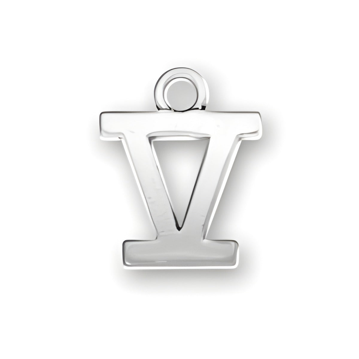 Charm Factory Roman Numeral V Charm, crafted from polished silver, featuring a sleek and modern design.