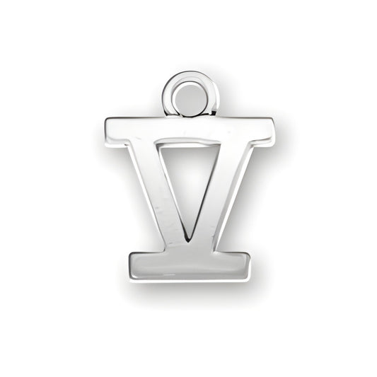Charm Factory Roman Numeral V Charm, crafted from polished silver, featuring a sleek and modern design.