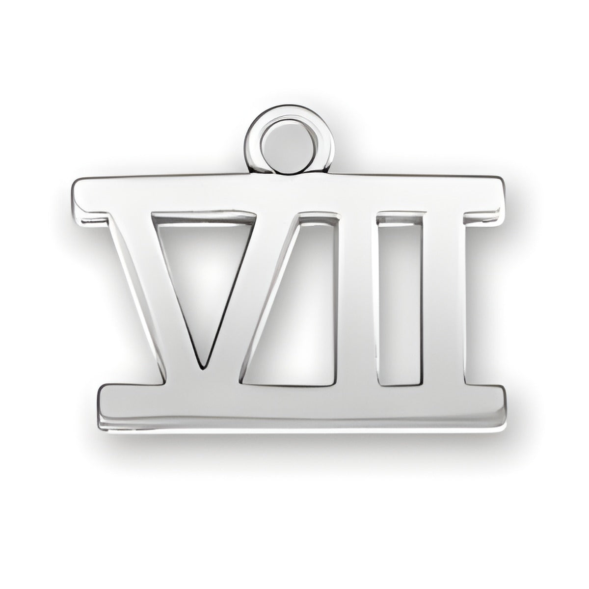 Charm Factory Roman Numeral VII Charm made of polished silver, featuring a bold and modern design.