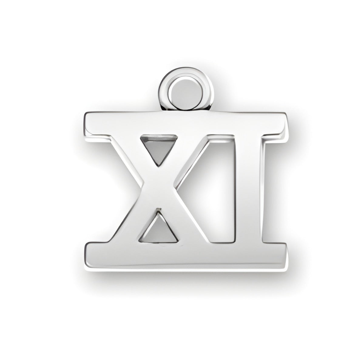 Charm Factory Roman Numeral XI Charm, crafted from polished silver, featuring a bold and modern design.