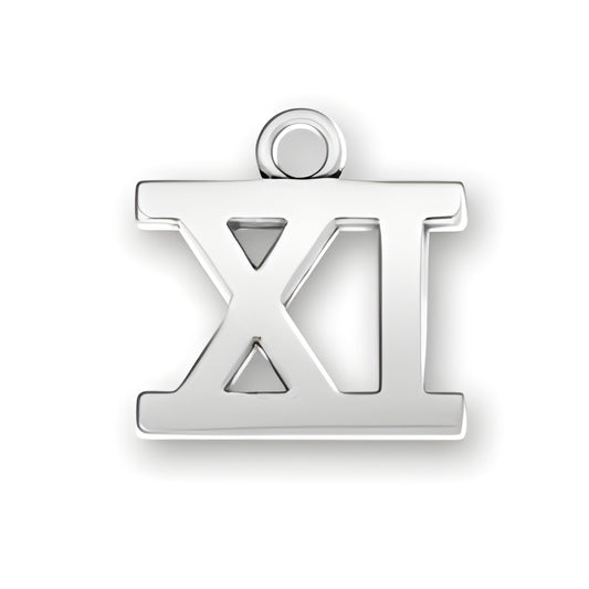 Charm Factory Roman Numeral XI Charm, crafted from polished silver, featuring a bold and modern design.