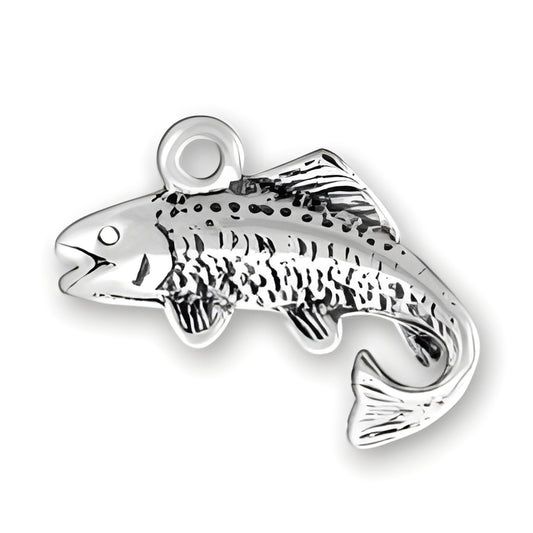 Charm Factory Salmon Charm, crafted from sterling silver, features detailed fish design with a loop for attachment.