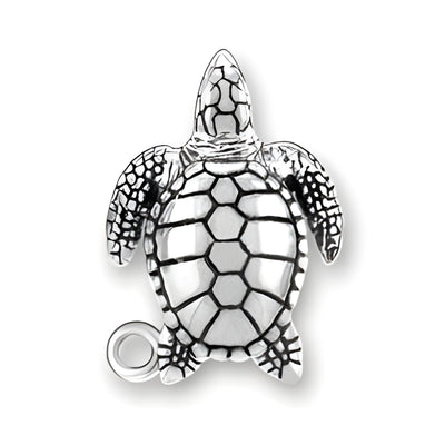 Charm Factory Sea Turtle Charm, crafted from silver, featuring intricate detailing of the turtle's shell and fins.