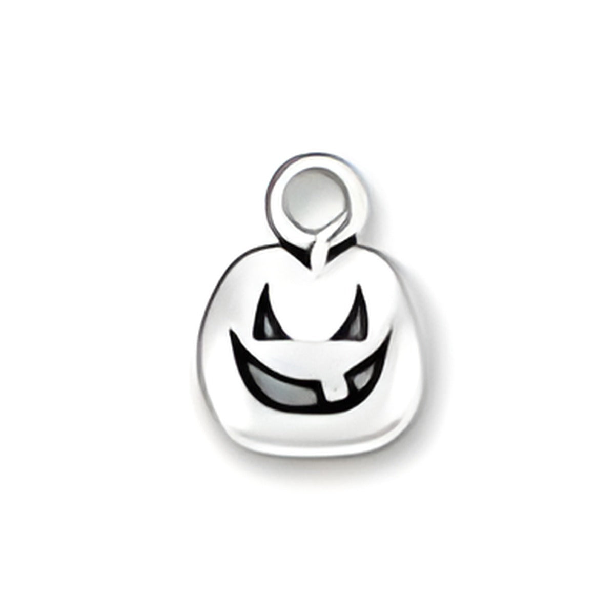 Sterling Silver Mean Pumpkin Charm featuring a stylized pumpkin face with a mischievous expression.