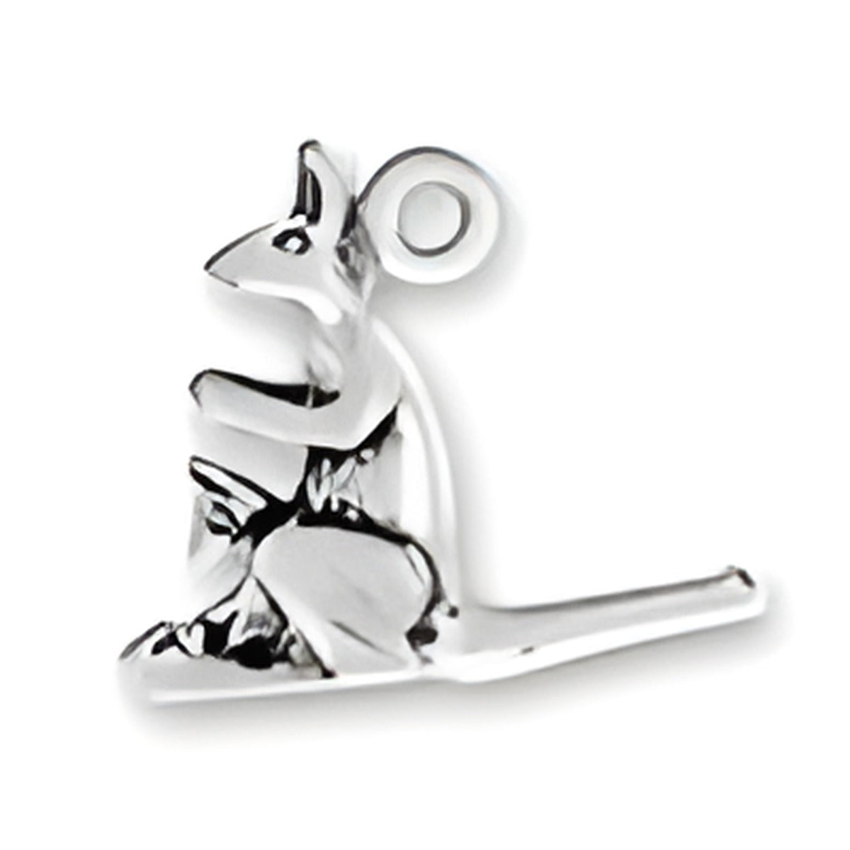 Charm Factory Silver Kangaroo with Baby Charm, detailed design showcasing a kangaroo and its baby, crafted from silver.