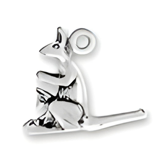 Charm Factory Silver Kangaroo with Baby Charm, detailed design showcasing a kangaroo and its baby, crafted from silver.