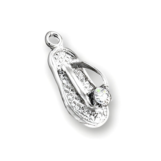 Charm Factory Small Flip Flop charm made of metal, featuring a 3mm stone for added sparkle.