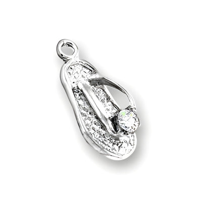 Charm Factory Small Flip Flop charm made of metal, featuring a 3mm stone for added sparkle.