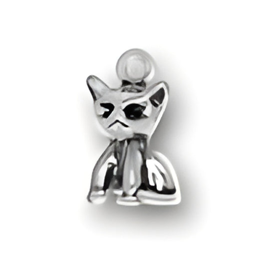 Charm Factory Small Kitten Charm, crafted from sterling silver, features a detailed kitten design.