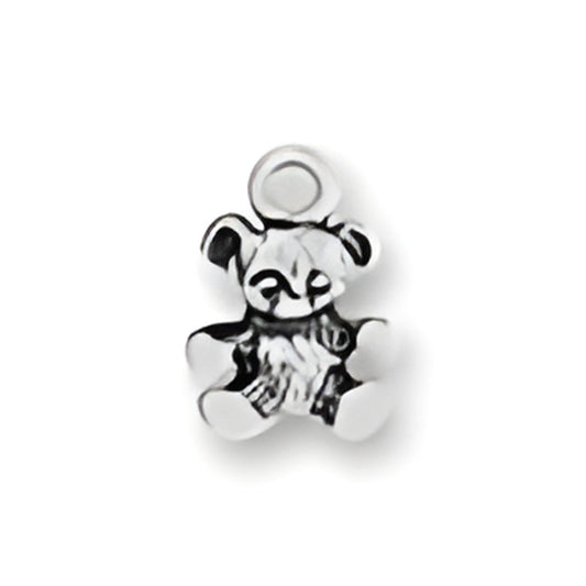 Small Teddy Bear Charm by Charm Factory, made of silver, featuring a cute teddy bear design with detailed features.