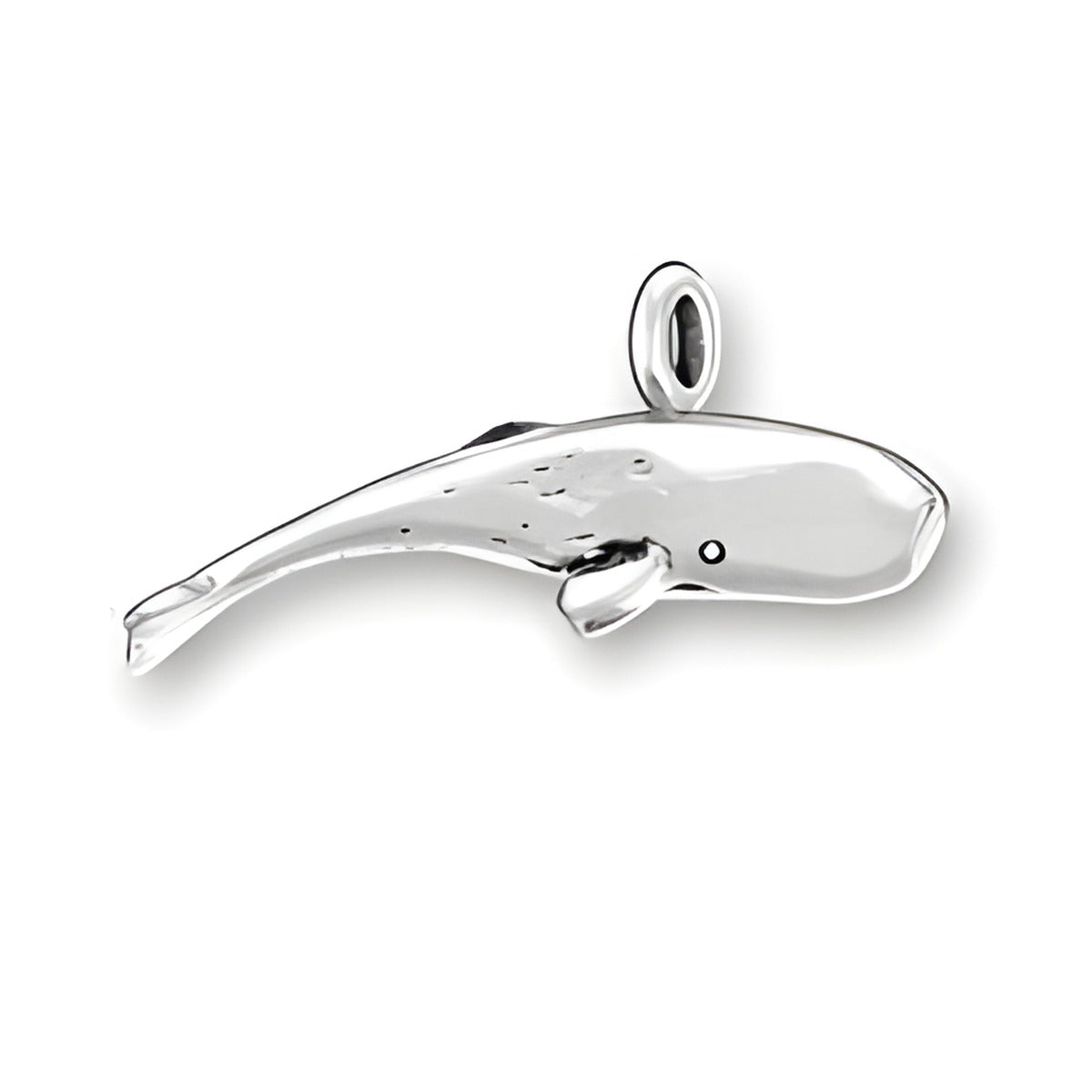 Charm Factory Sperm Whale Charm made of polished silver, featuring a detailed design of a sperm whale.