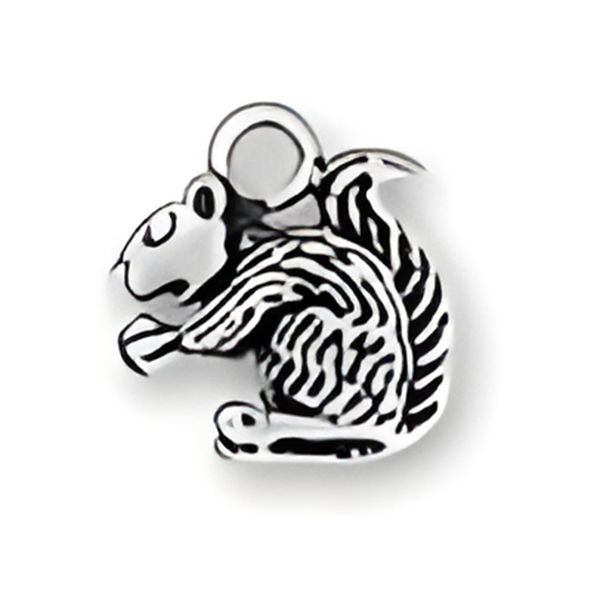 Charm Factory Squirrel Charm made of sterling silver, featuring detailed fur and a playful pose.