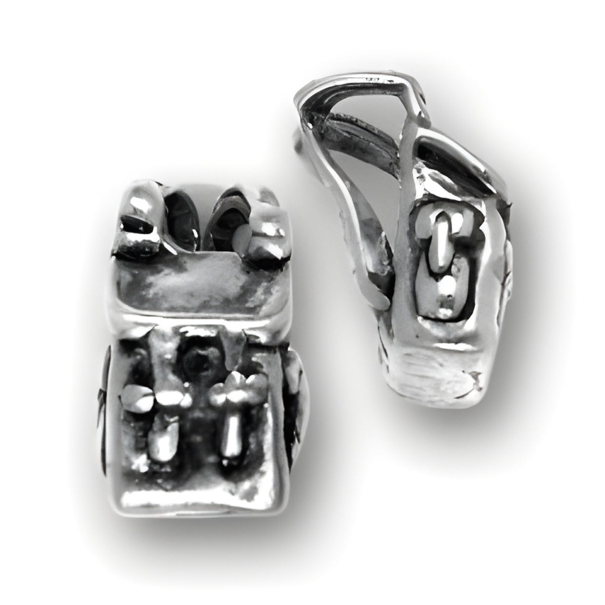 Charm Factory Sterling Silver Backpack Charm featuring detailed design and a polished finish.