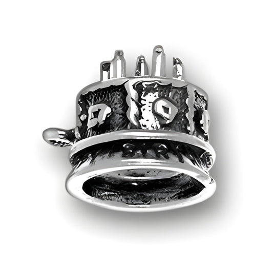 Sterling Silver Birthday Cake Charm Alt view.