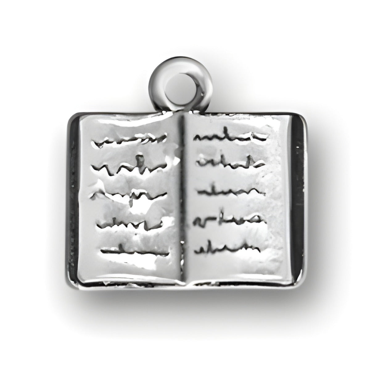 Charm Factory Sterling Silver Book Charm featuring an open book design with detailed pages.