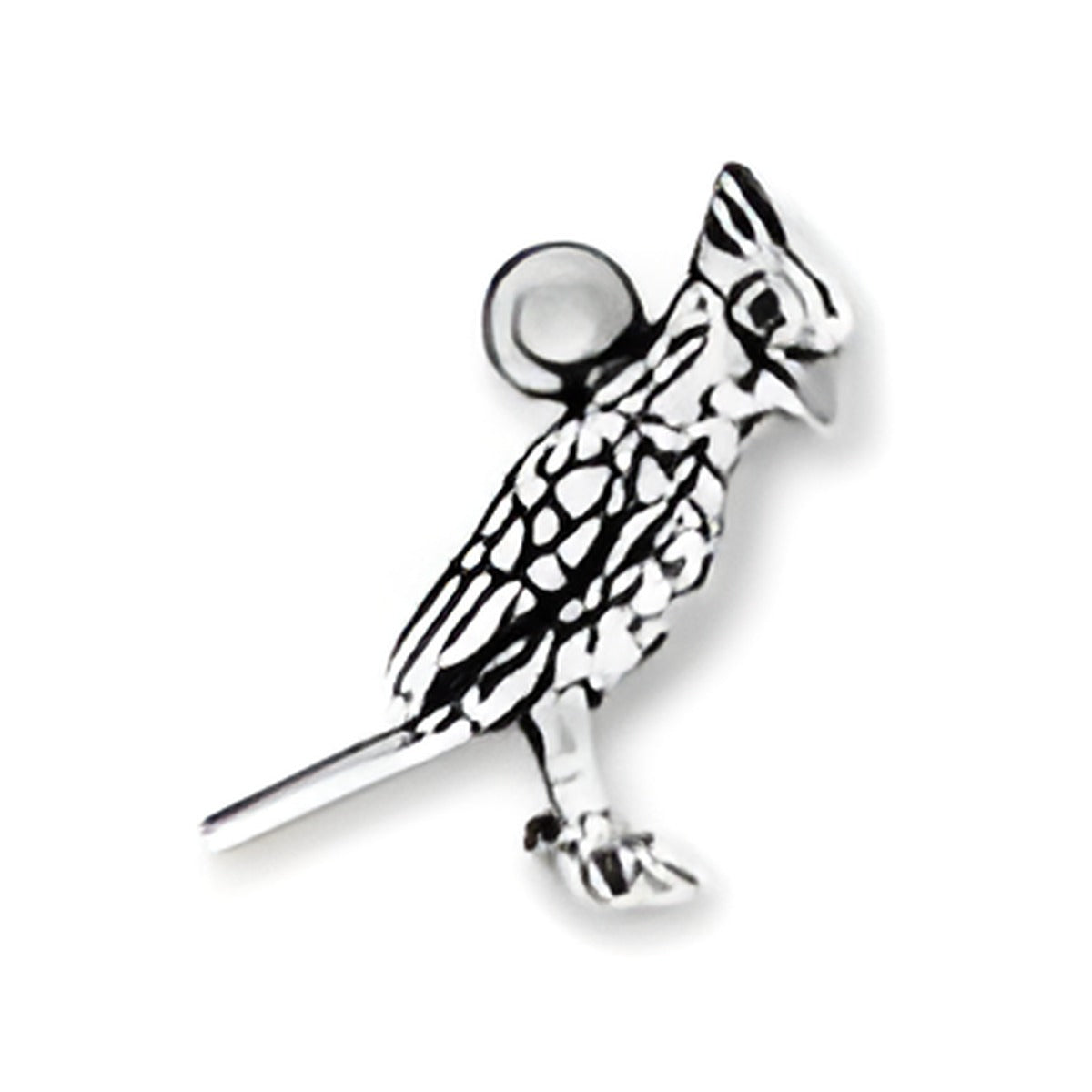 Sterling Silver Cardinal Charm featuring detailed design of a cardinal bird, showcasing its distinctive features.