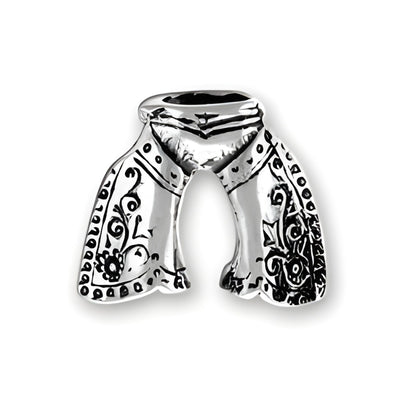 Sterling Silver Chaps Charm featuring intricate detailing and a polished finish, ideal for charm bracelets.