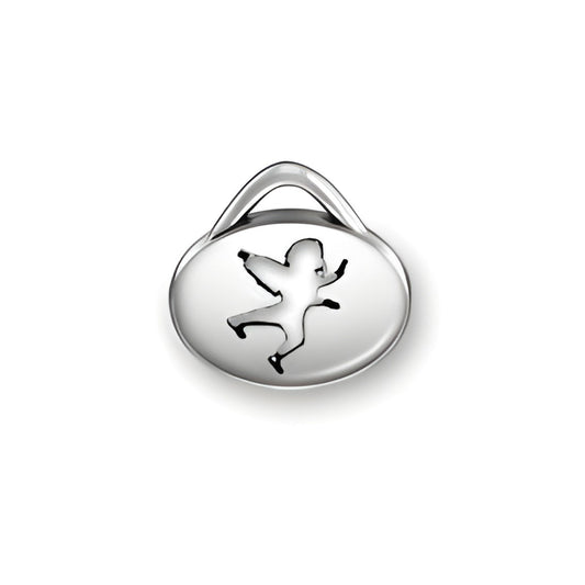 Sterling Silver Cherub Oval Message Charm Alt view.