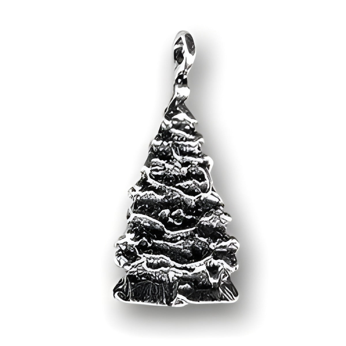 Sterling Silver Christmas Tree with Presents Charm featuring detailed tree design and presents at the base.