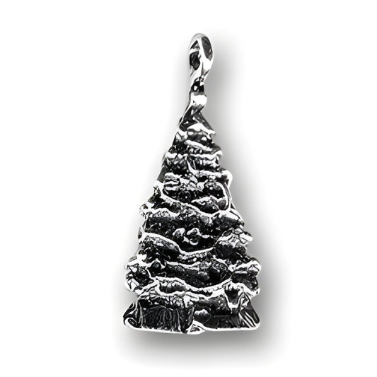 Sterling Silver Christmas Tree with Presents Charm featuring detailed tree design and presents at the base.