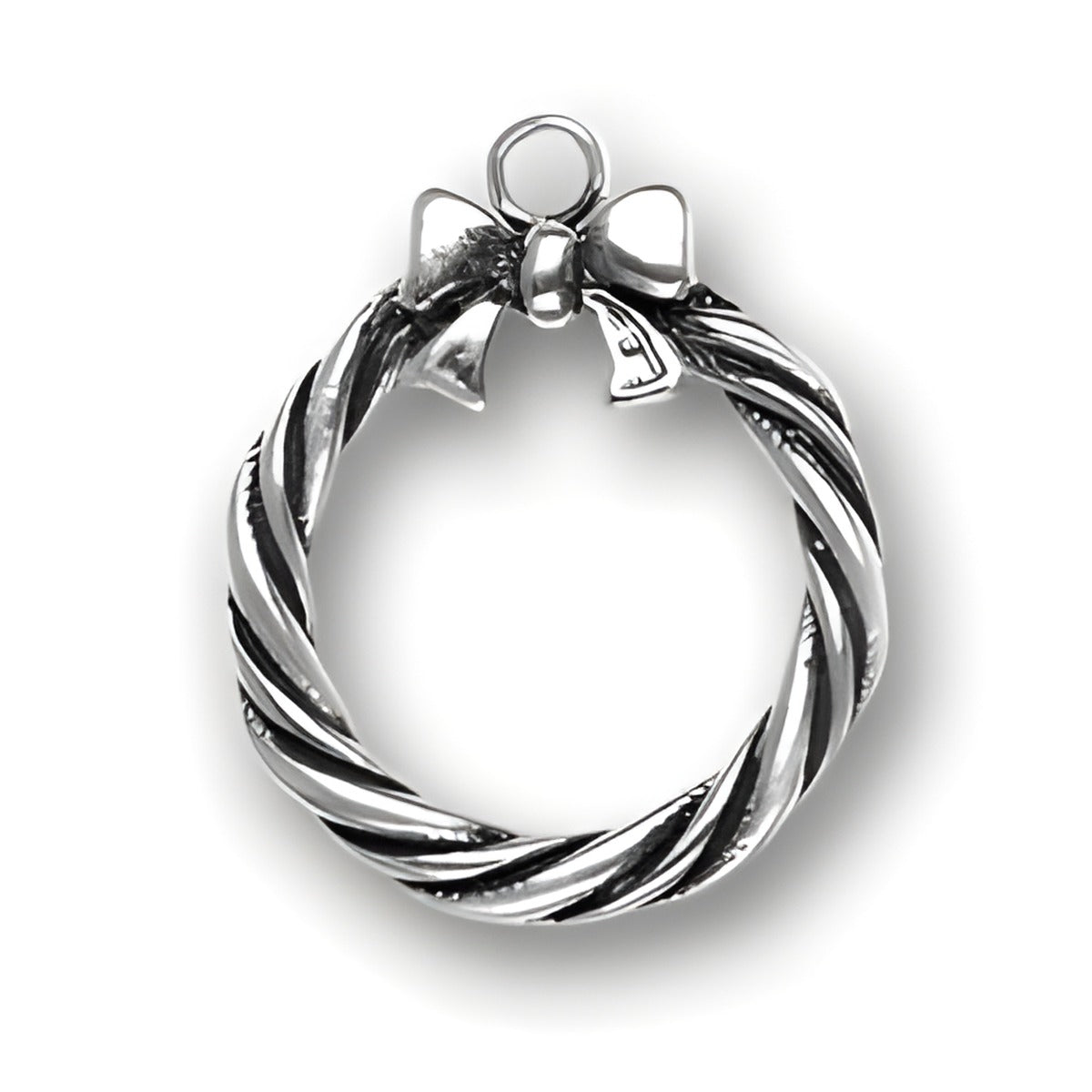 Sterling Silver Christmas Wreath Charm Alt view.