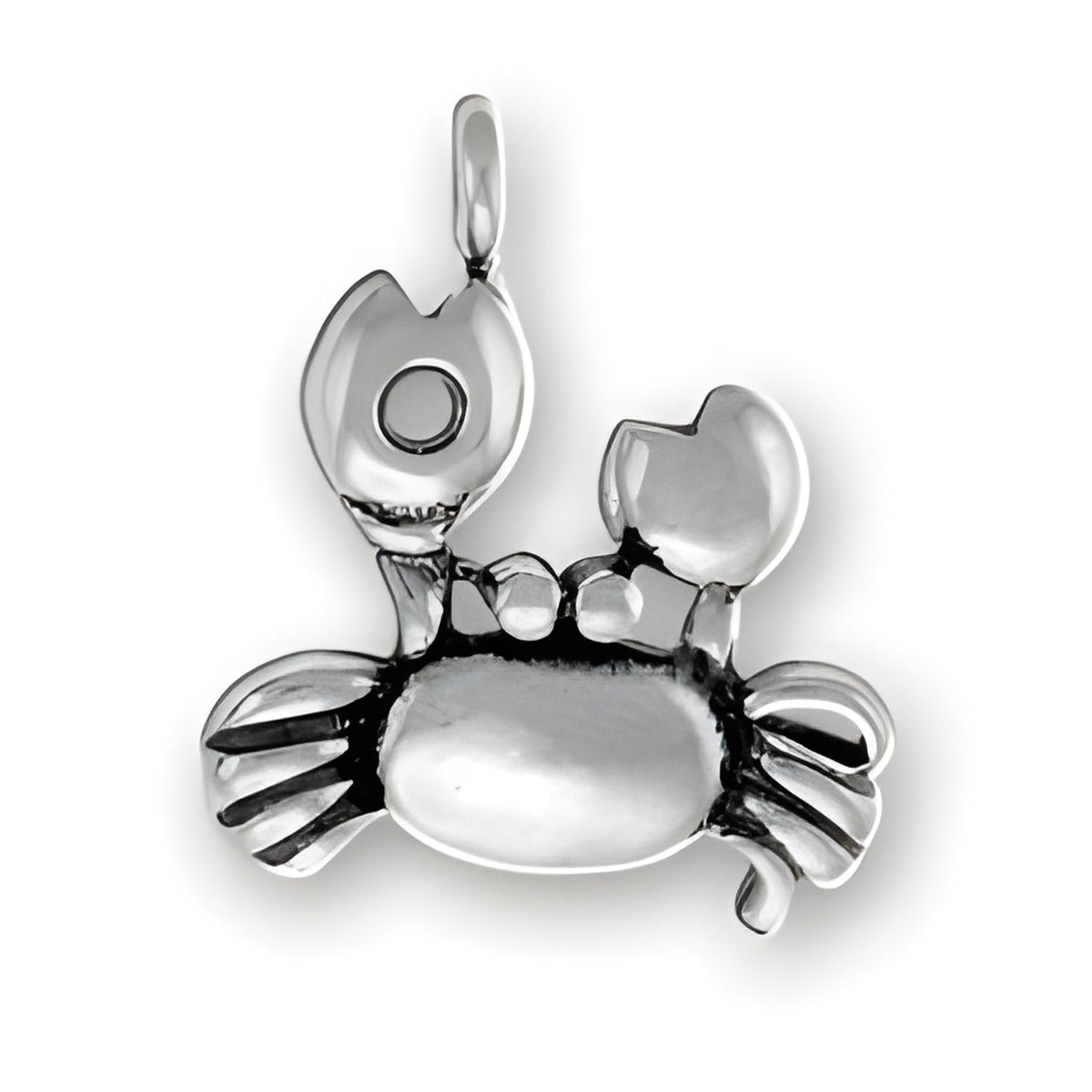 Charm Factory Sterling Silver Crab Charm featuring detailed crab design with claws and a polished finish.