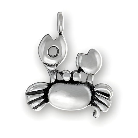Charm Factory Sterling Silver Crab Charm featuring detailed crab design with claws and a polished finish.