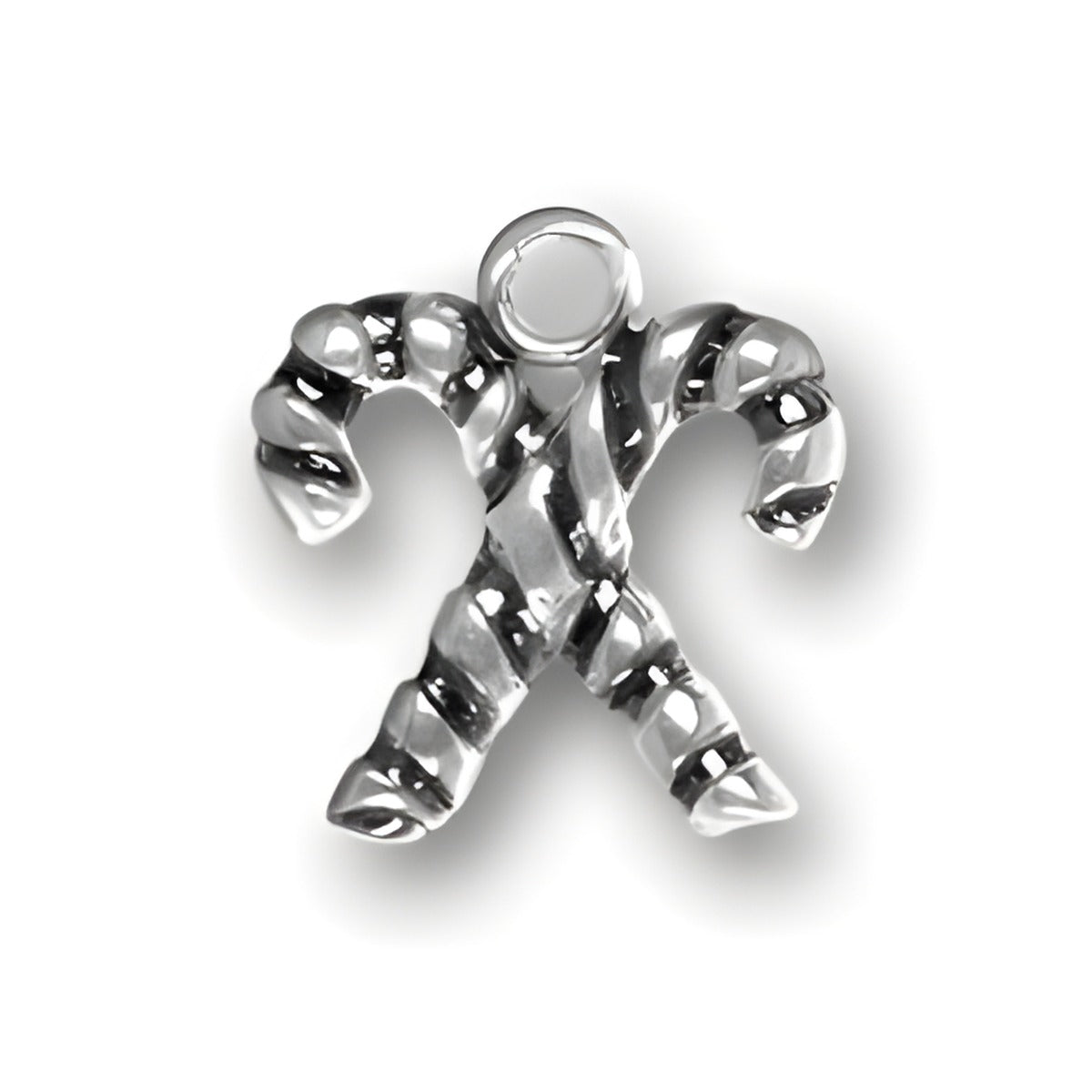 Sterling Silver Crossed Candy Cane Charm Alt view.