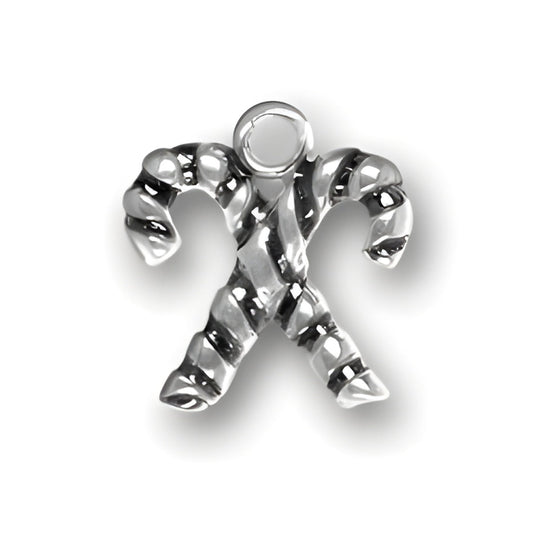 Sterling Silver Crossed Candy Cane Charm Alt view.