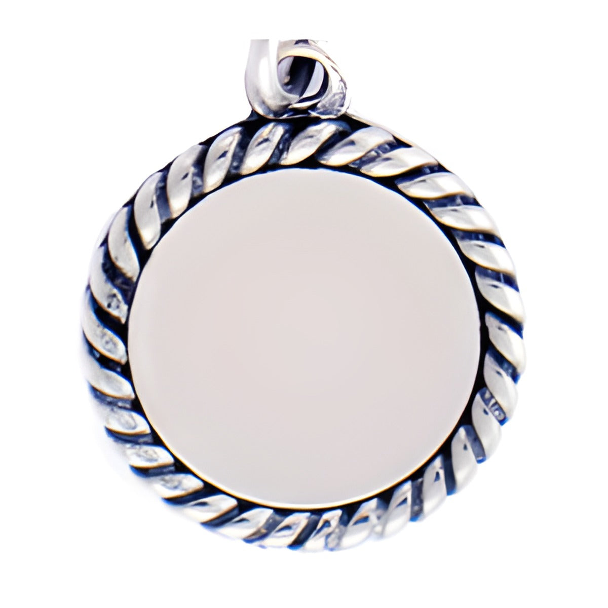 Charm Factory Sterling Silver Disc Charm featuring a smooth disc design with a twisted rope border.