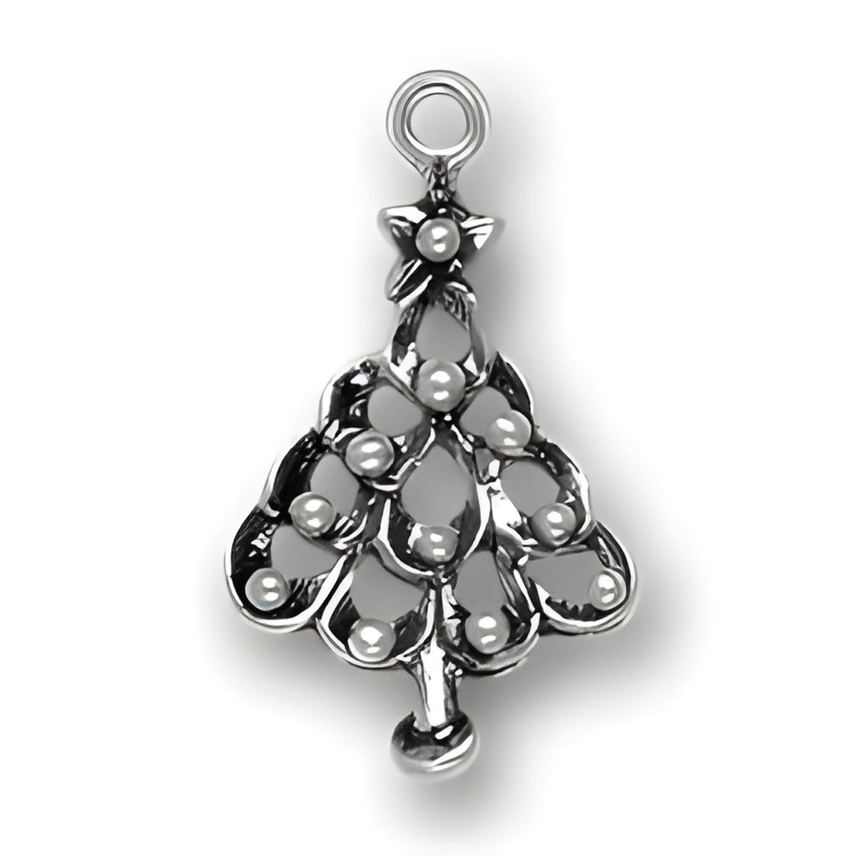 Sterling Silver Flat Christmas Tree Charm Alt view.