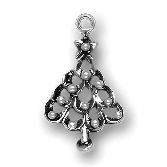 Sterling Silver Flat Christmas Tree Charm Alt view.