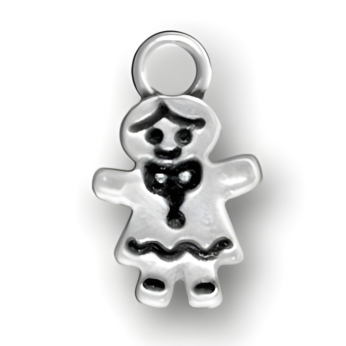 Sterling Silver Gingerbread Girl Charm Alt view.