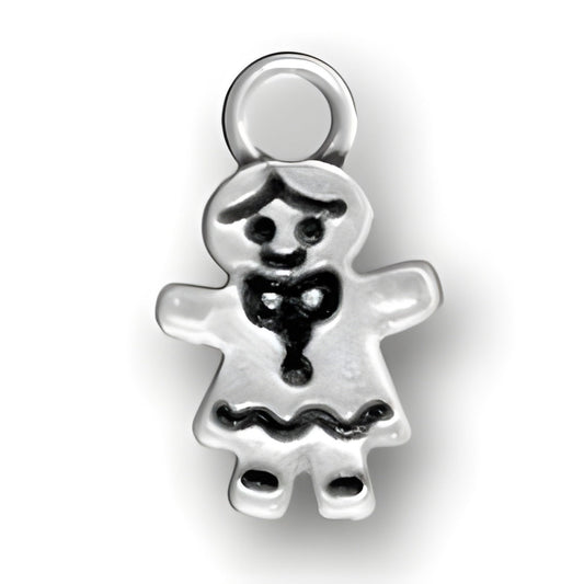 Sterling Silver Gingerbread Girl Charm Alt view.