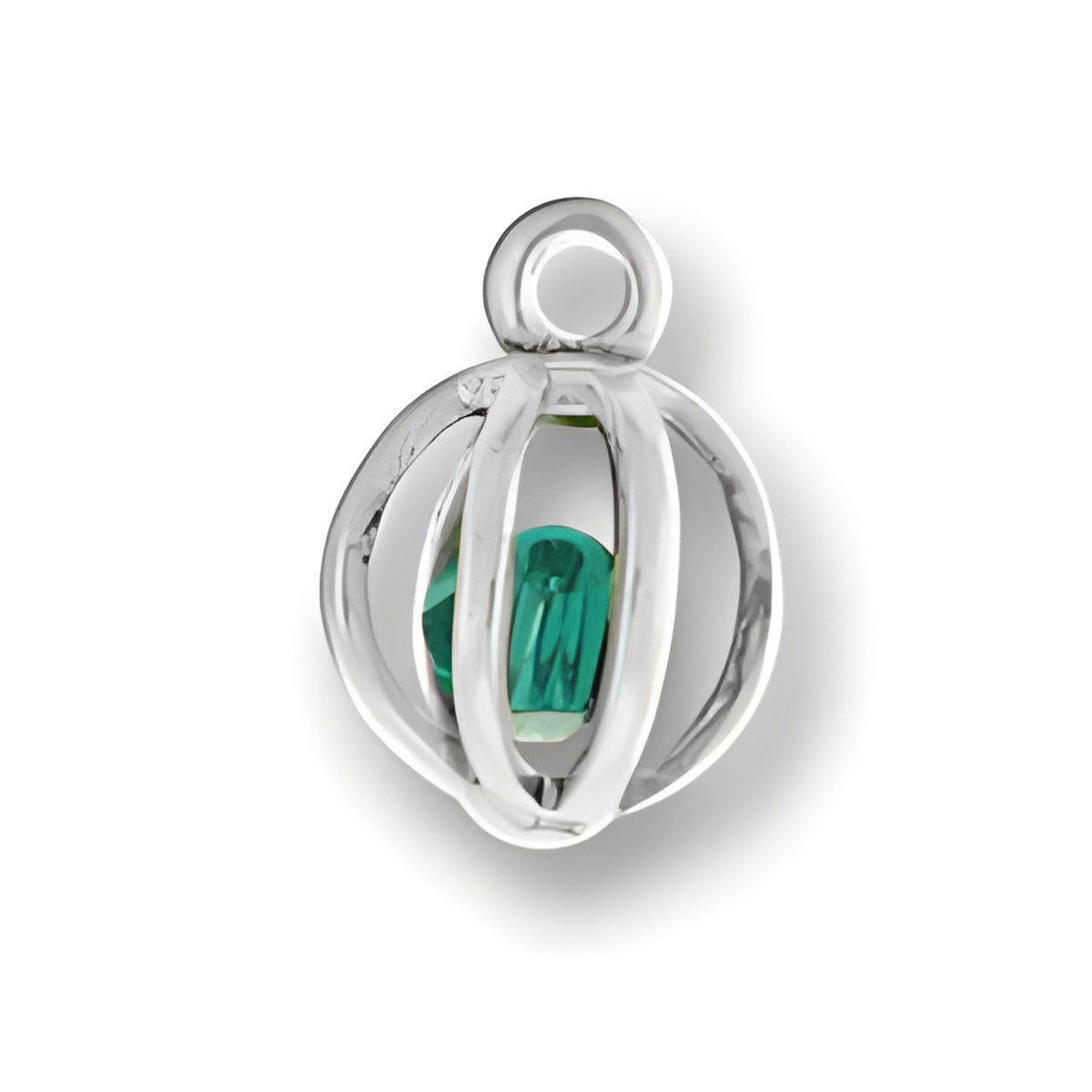 Sterling Silver Green Crystal Cage Alt view.