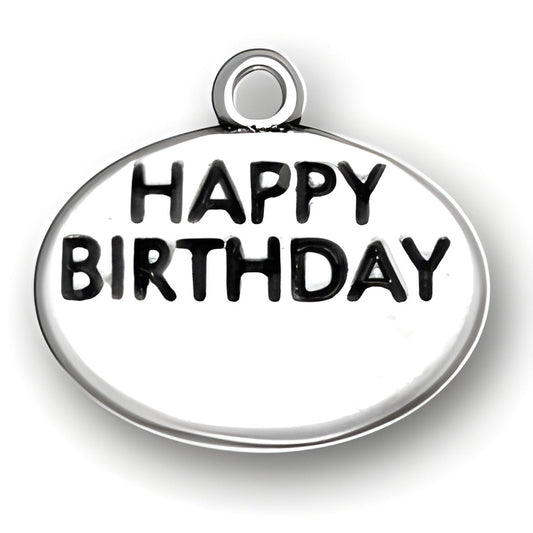 Sterling Silver Happy Birthday Charm Alt view.