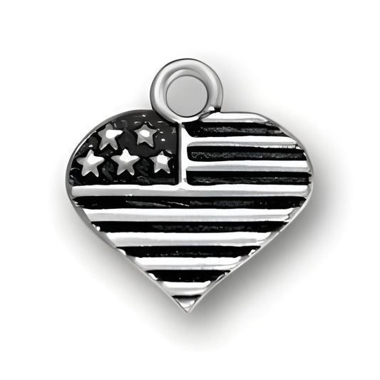 Sterling Silver Heart Shaped American Flag Charm Alt view.