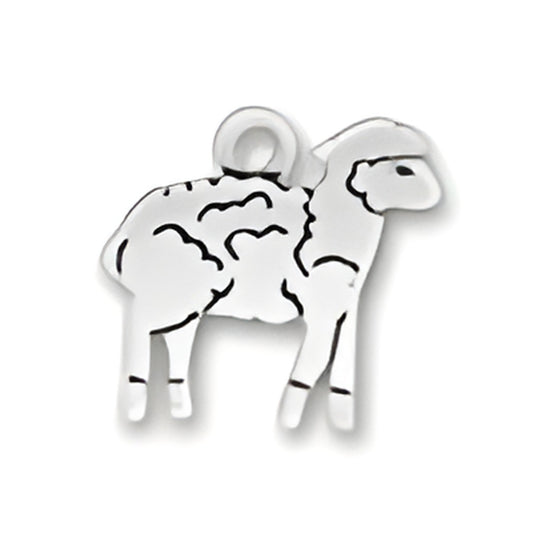 Sterling Silver Lamb Charm featuring a detailed design of a standing lamb with textured wool.